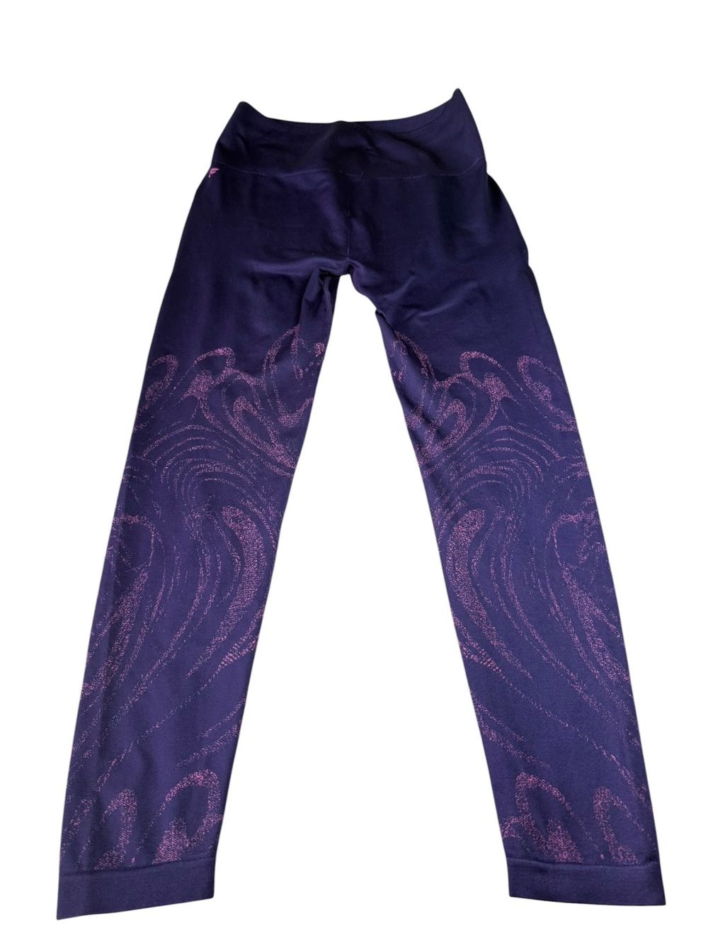 Fabletics Purple Leggings with Pink Shimmer Swirl